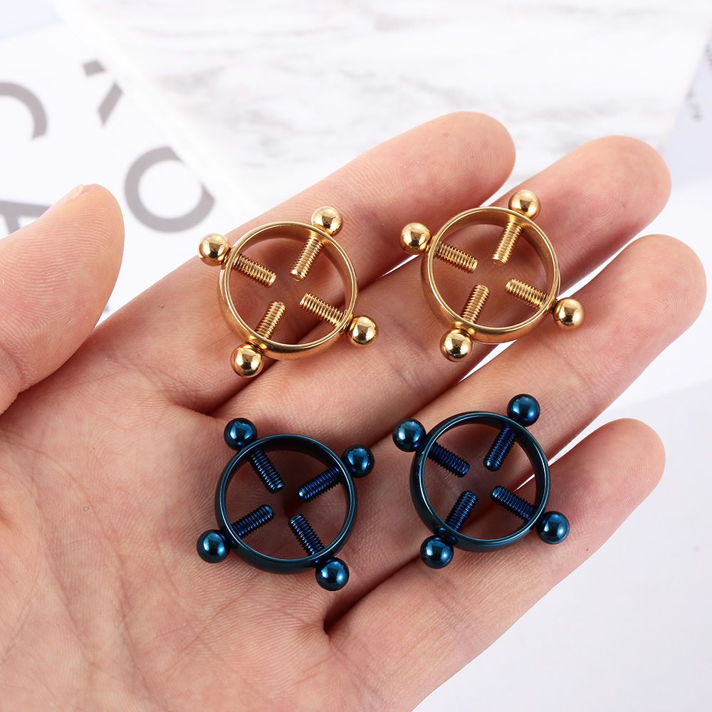 Round Non-Piercing Nipple Ring 316L Surgical Steel Adjustable Screw Body Piercing Nickel-free Fake Piercing Women Sexy Jewelry