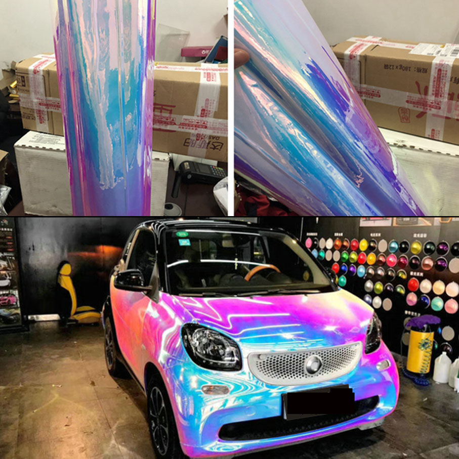 37CM/50CM Width Holographic OPAL White Chrome Vinyl Sheet Self Adhesive Vehicle Car Wrap Foil Sticker Air-Release