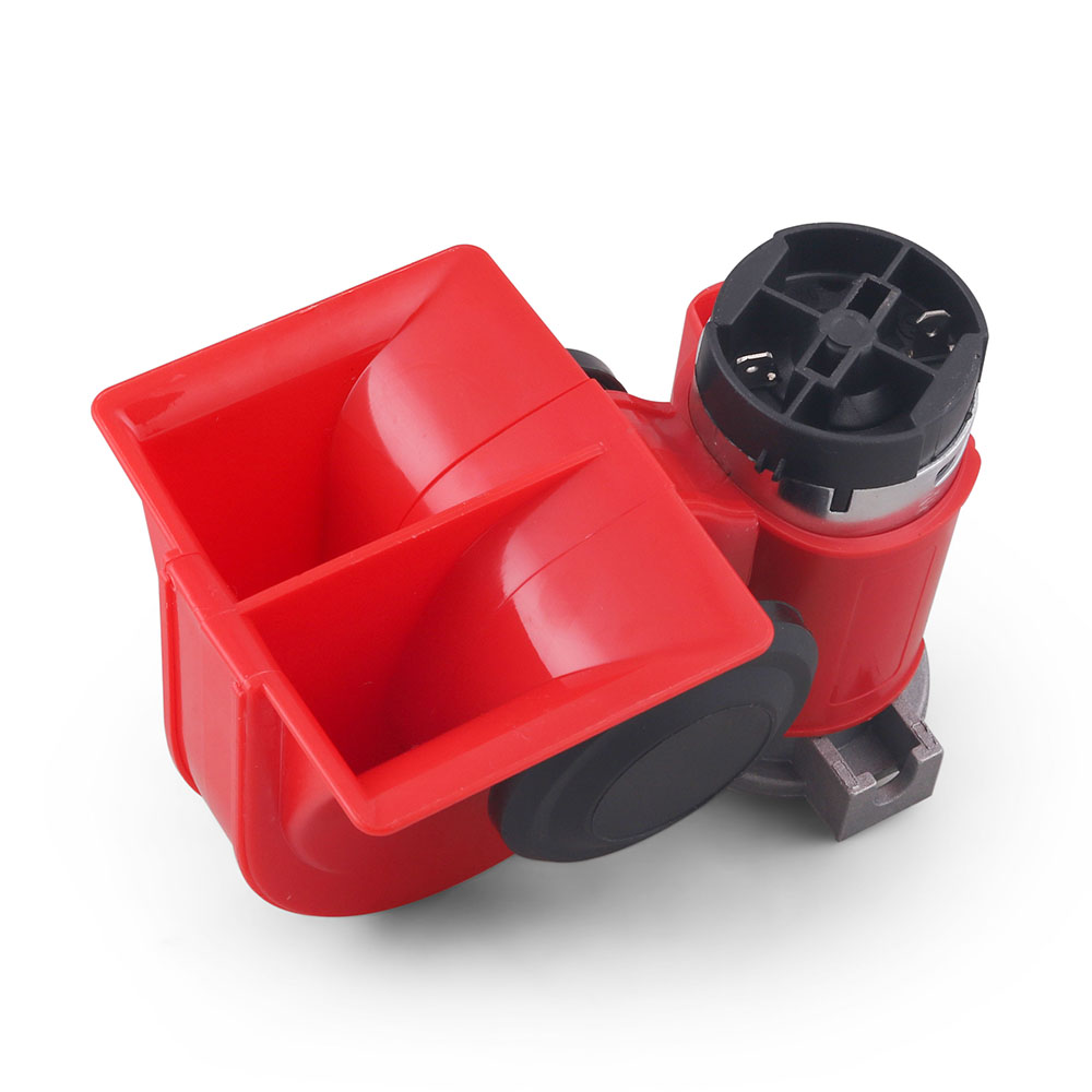 12V 115dB Car Air Horn Red Compact Dual Tone Electric Pump Loud Siren Vehicle for Car Motorcycle Truck Bicycle