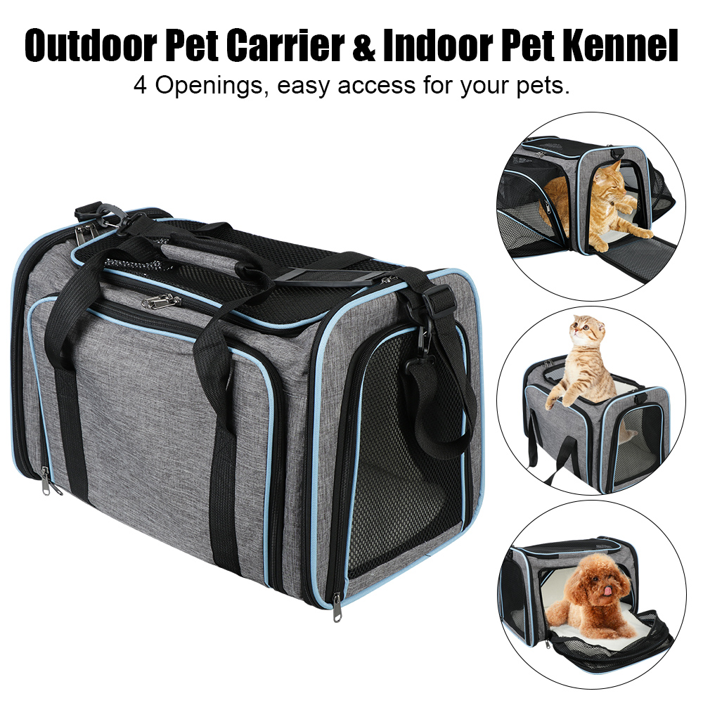 Portable Pet Carrier Bag Dogs Cats Ventilate Transport Bag Expandable Foldable Cat Travel Bag Breathable Pet Supplies