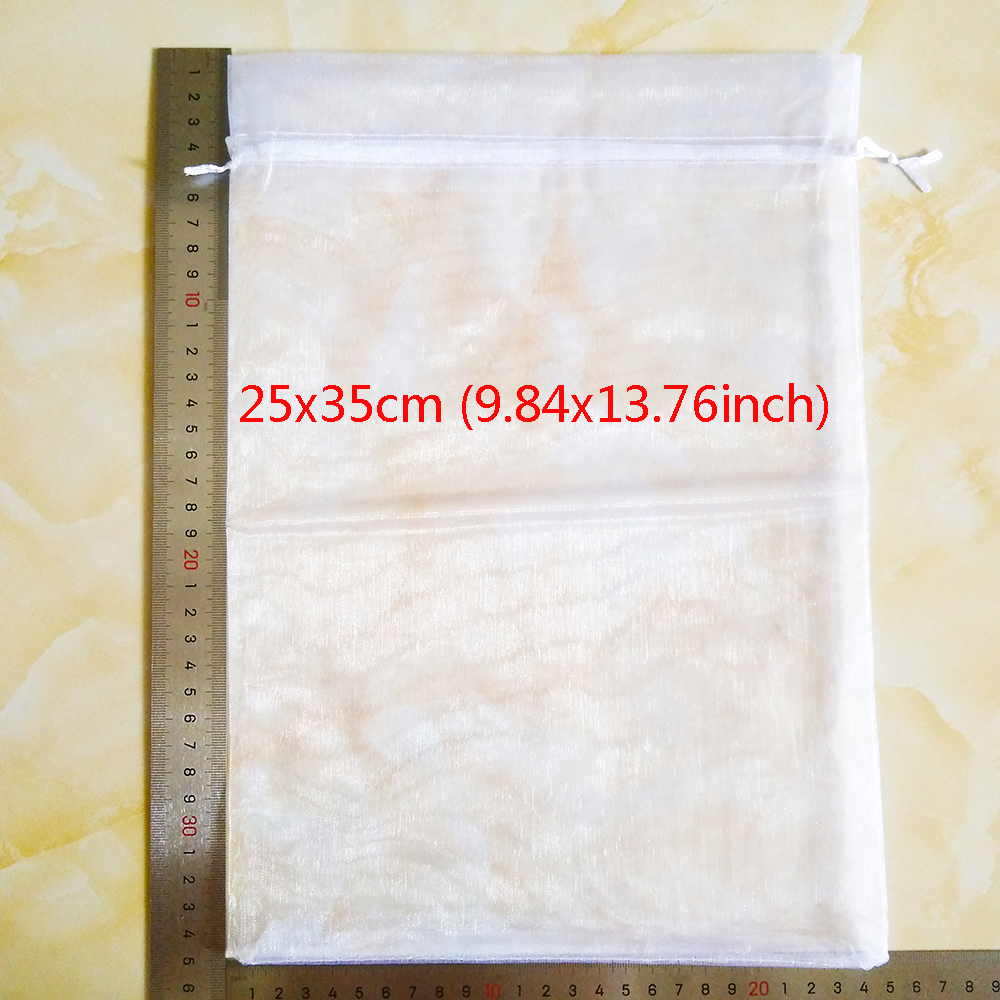 100pcs Organza Pouch 15x20 17x23 20x30 25x35cm Drawable Organza Bags Jewelry Packaging Bags Wedding Party Gift Bag Favor Bags