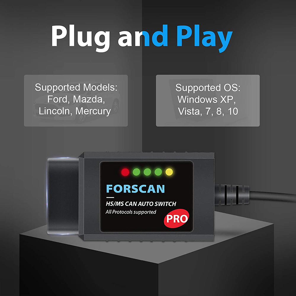 FORScan Pro ELM327 V1.5 For Ford Coding USB OBD2 Scanner Adapter Car Diagnostic Tool HS/ MS CAN Auto Switch F150 F250 F350 F450