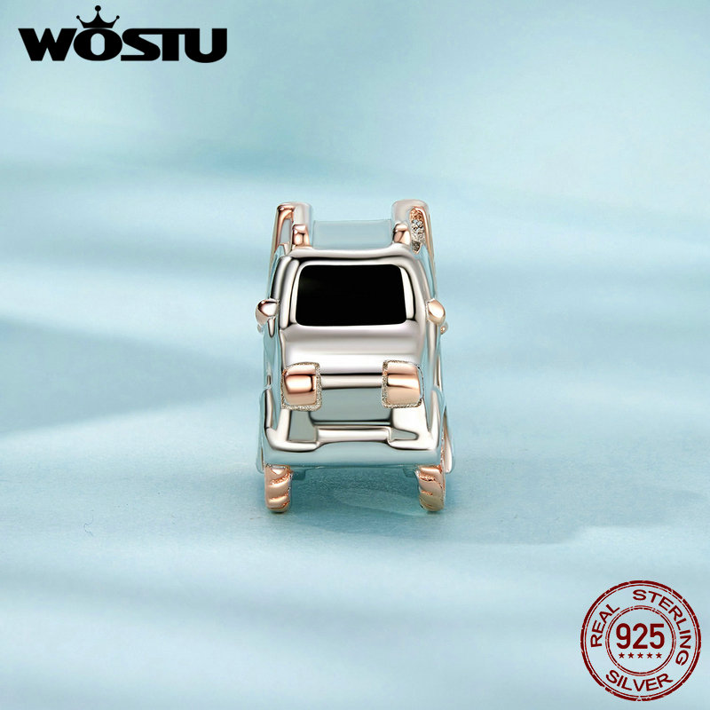 WOSTU 925 Sterling Silver Punk Style Jeep Charm Enamel Outdoor Travel Car Beads Fit Original Bracelet Birthday Cool DIY Gift