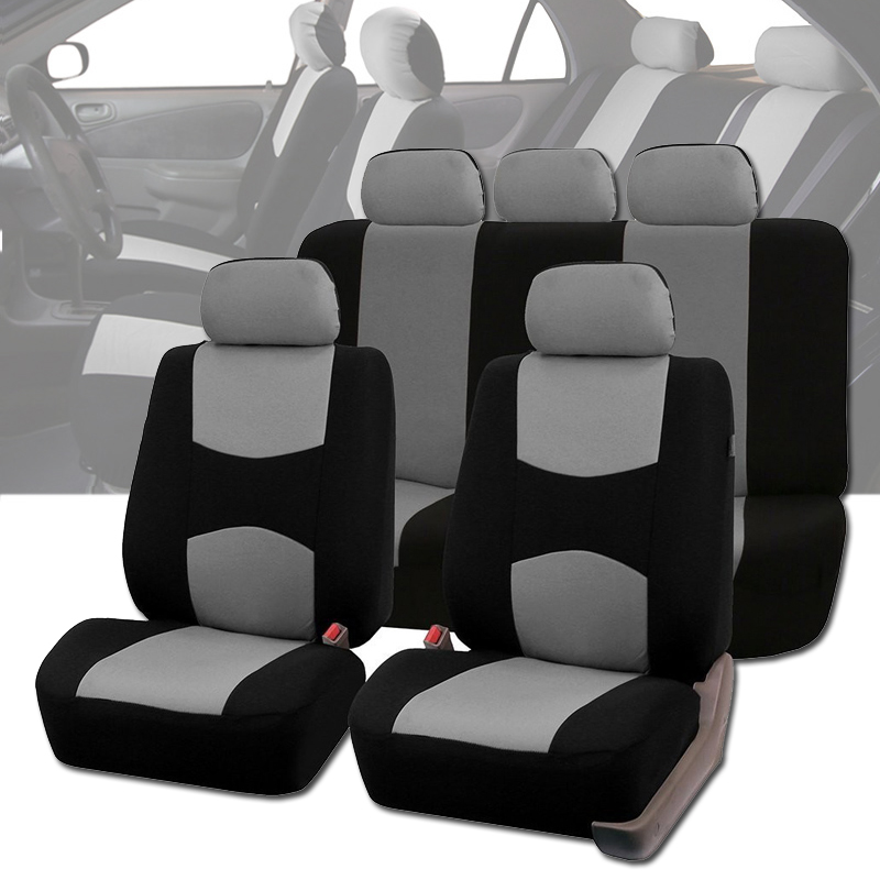 Car Seat Covers Front Pair in Black and Grey Universal Carseat Protectors for Driver and Passenger Automotive Accessories