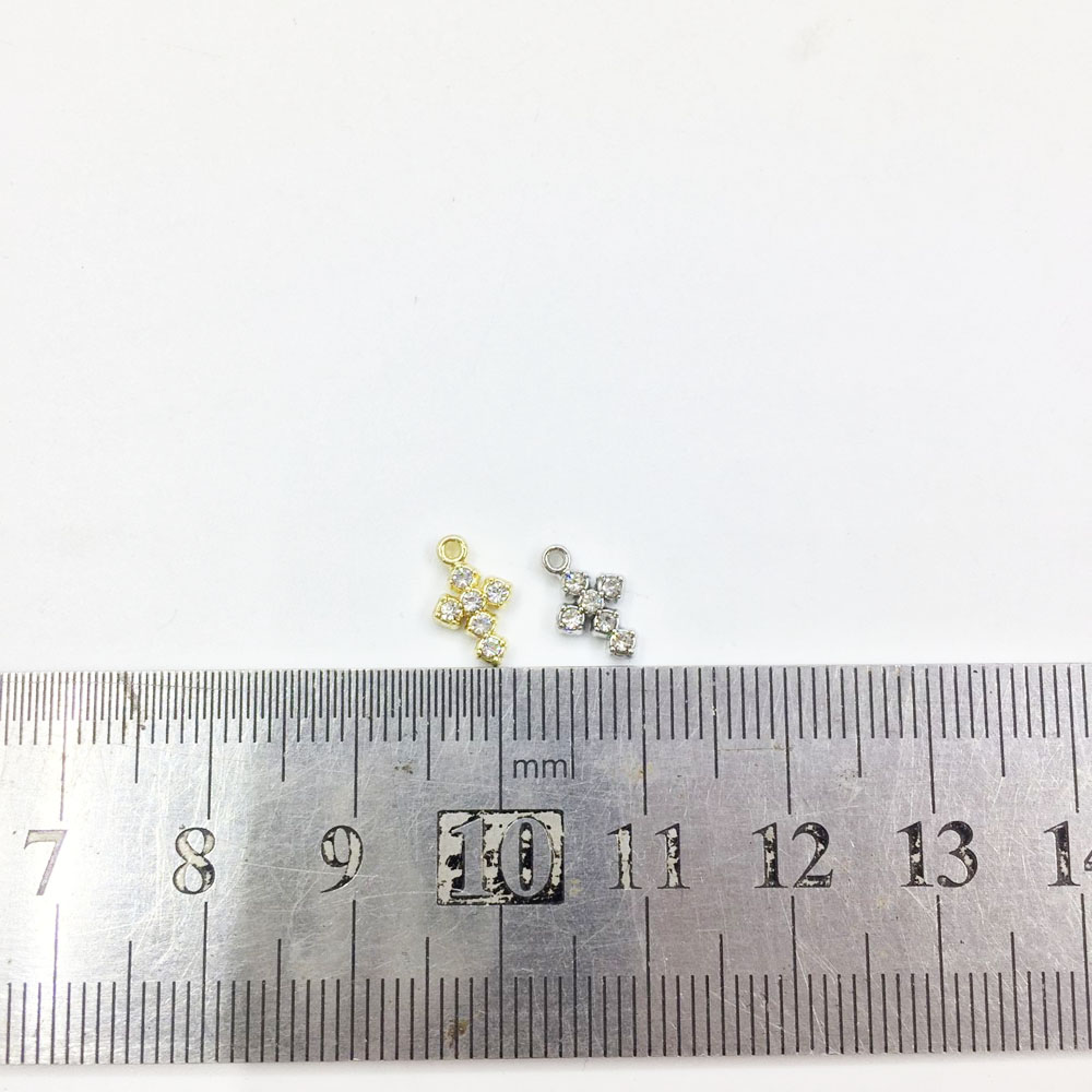 Eruifa 10pcs/8*6mm Tiny Cross Rhinestones Gold Plated Zinc Alloy Charms Pendant Jewelry DIY Necklace Bracelet Earrings 2 Colors