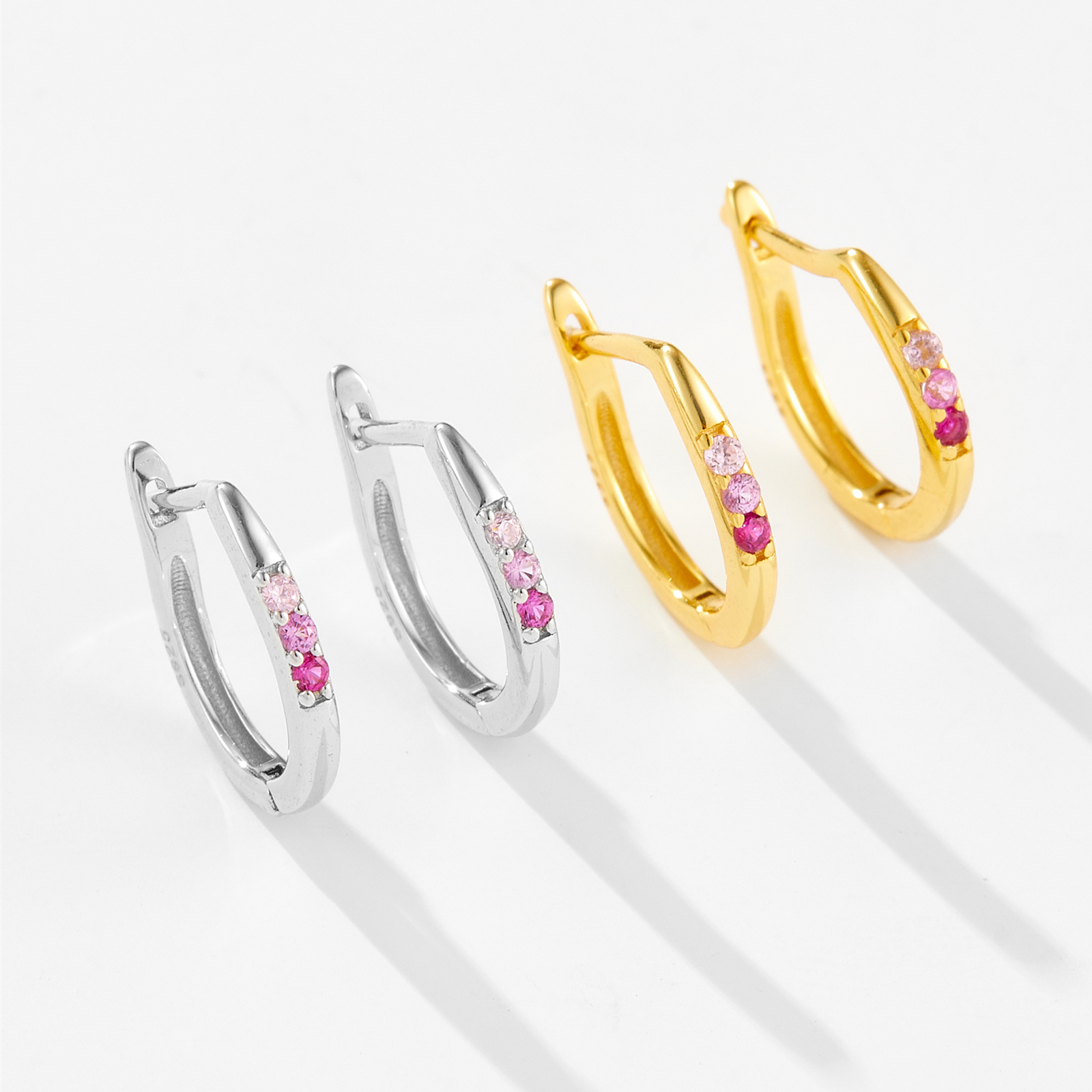 ANDYWEN 925 Sterling Silver Gold 8.5mm Three Color Level Hoops Huggies Piercing Pendiente Loops Round Rock Punk Clips Jewelry