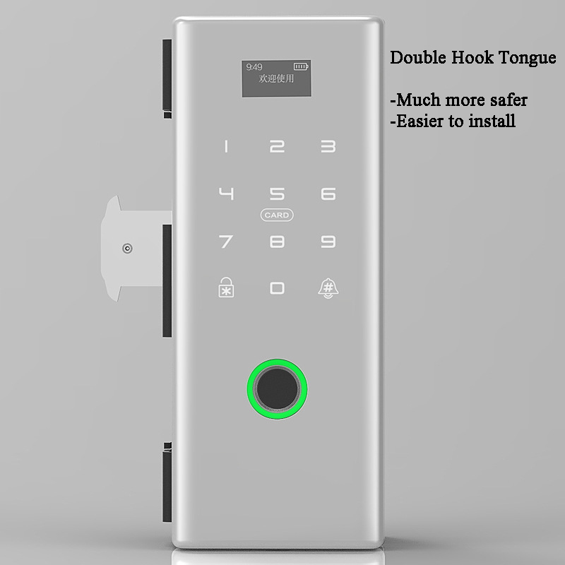 Smart Glass Door Biometric fingerprint lock RFID Card Code Remote control Phone App Wifi Tuya Office Electric Lock Sliding door