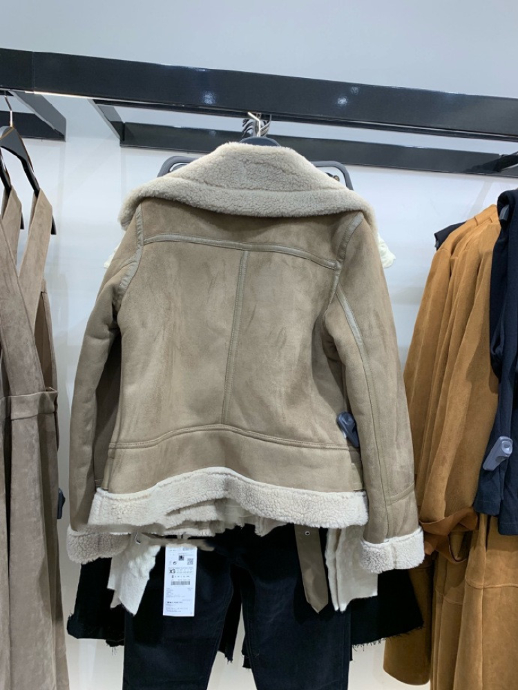 Aibeautyer Casual Warm Tops Women Suede Lambswool Biker Jackets Vintage Coat Winter Loose Faux Leather Motor Outwear