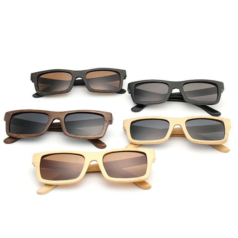 Classic Rectangle Bamboo Wood Sunglasses Handmade Men Women Polarized Eye Glasses UV400 High Quality