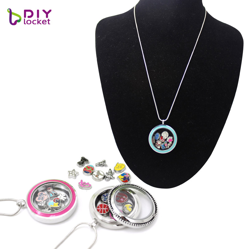 diylocket 30mm Round Twist glass floating charm locket Living memory locket chains included for free LSFL024