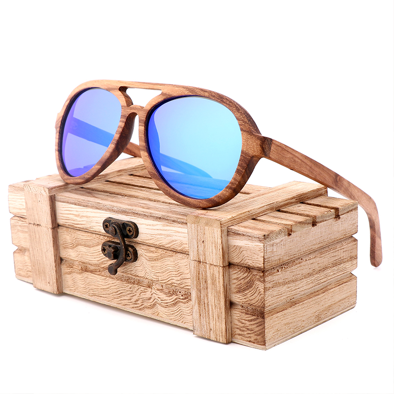 2022 Men's Polarized Driving Sunglasses Zebra Wood Sunglasses Men UV400 Vintage Luxury Designer Wooden Man Glasses