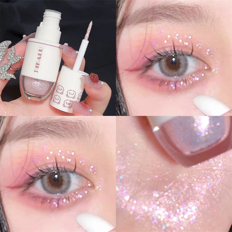 DIKALU Bear Bowling Ball A Teardrop Liquid Eyeshadow Eye Makeup Lying Silkworm Pearl Super Sparkle Glitter Fine Glitter Powder 240624