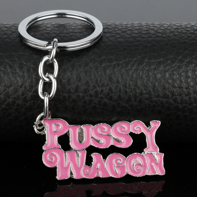 dongsheng Movie Kill Bill Series Pendants "PUSSY WAGON" Letter Metal Enamel Keychains/Keyrings Accessories For Women/Men Gift