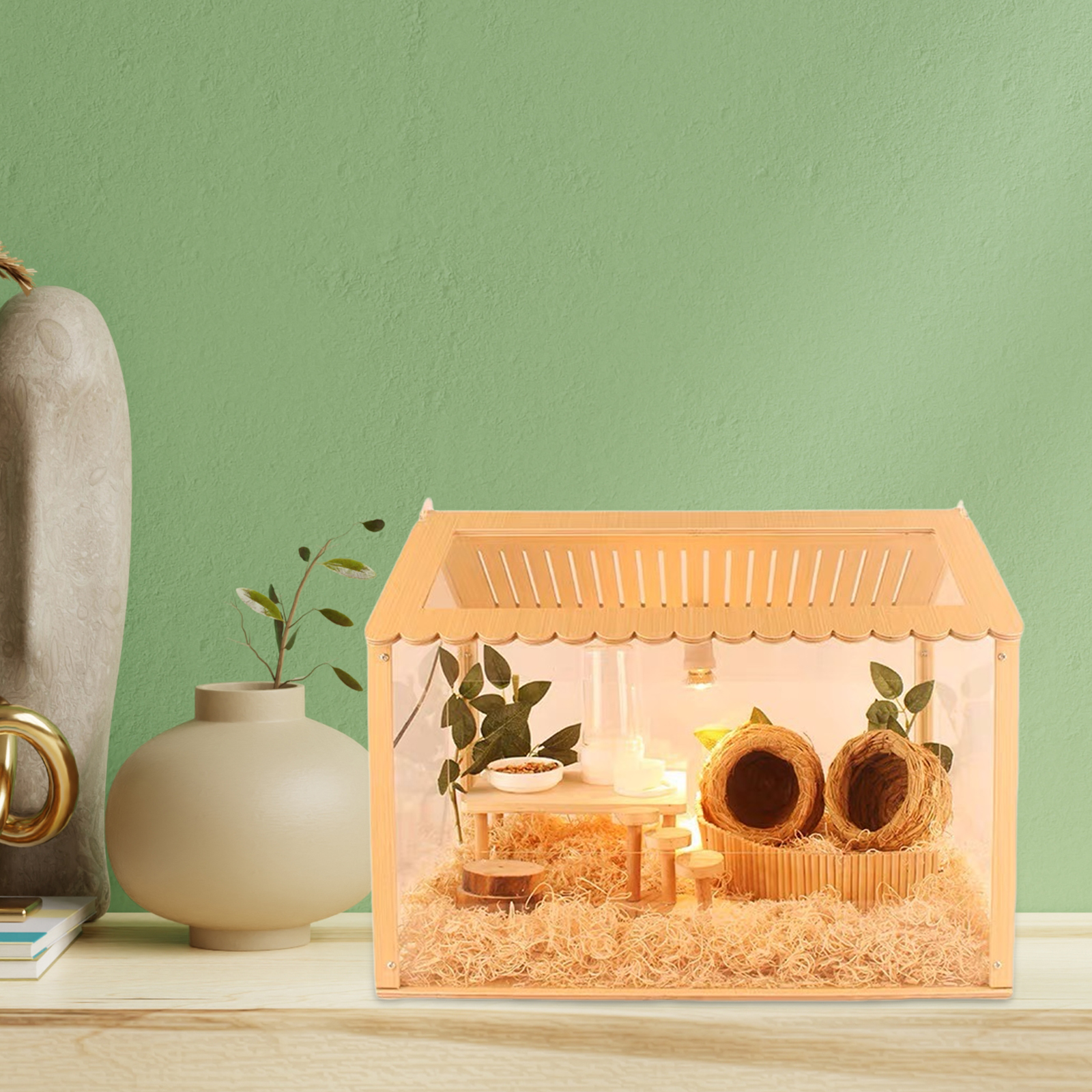Wood Hamster House Exercise Toy Small Animals Nesting Habitat Decors Nesting Villa for Gerbils Guinea Pig Pet Supplies