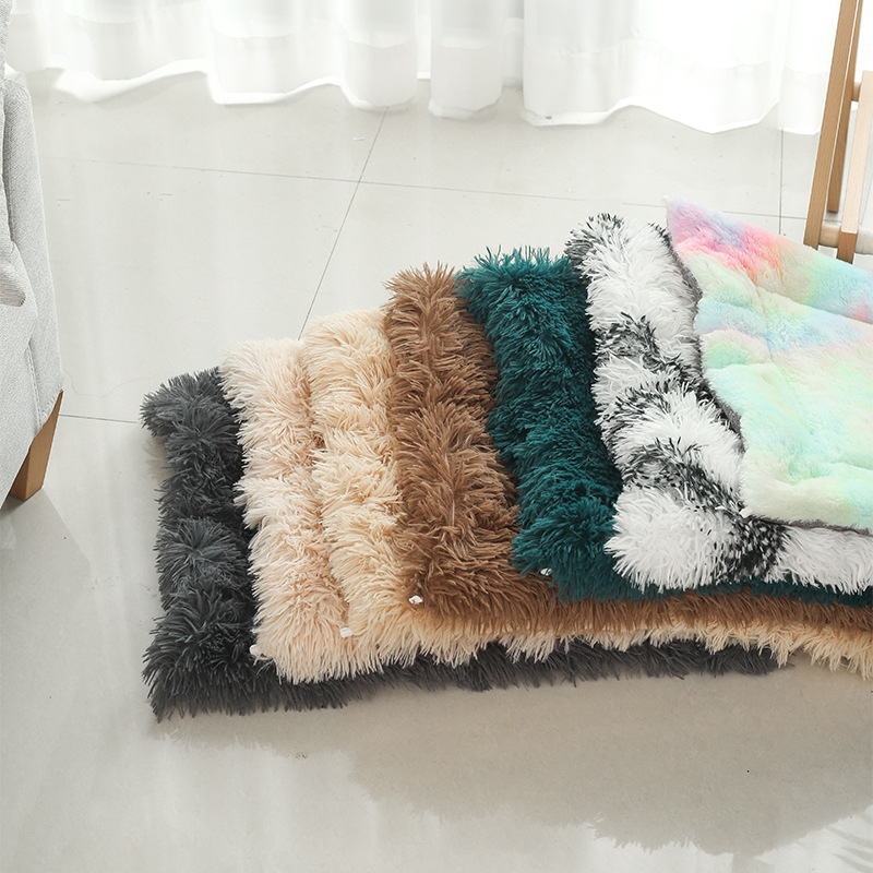 New bi-fold plush dog pad pet bed warm four seasons square kennel cat mat