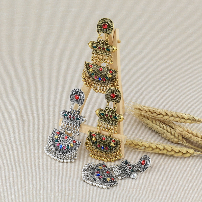 Indian Vintage Bollywood Mexico Gypsy Boho Bell Ear Rings Traditional Jhumka Jhumki Earrings for Women and Girls 2 Color