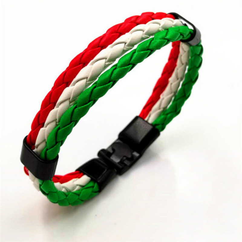 2018 National Flag Brazil England Argentina Leather Bracelet 3 Strands Braided Bracelet Wristband Jewelry