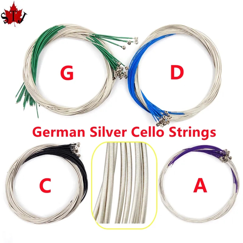 10 set ((A-D-G-C)) high quality german silver Cello Strings 4/4 3/4 1/2 1/4 1/8,cello Parts and Accessories