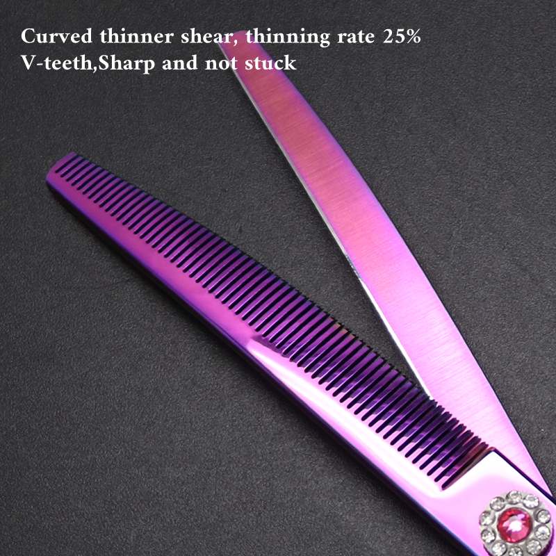 Crane High-end 7.0 Inch Dog Grooming Scissors Professional Curved Thinner&Chunker Shears For Dog Animal Hair Thinning Tijeras