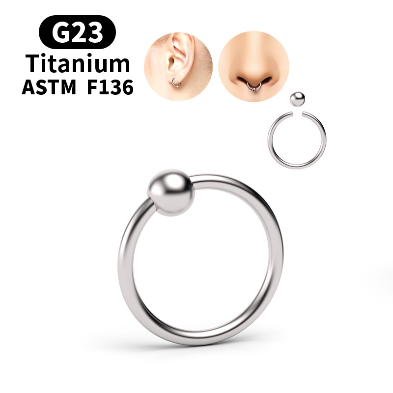 2Pcs 20G-16G Titanium Bead Ring Ear Hoop Nose Ring Loop Ear Tragus Cartilalge Piercing Ring Body Jewelry Earring Nose Clip Gifts