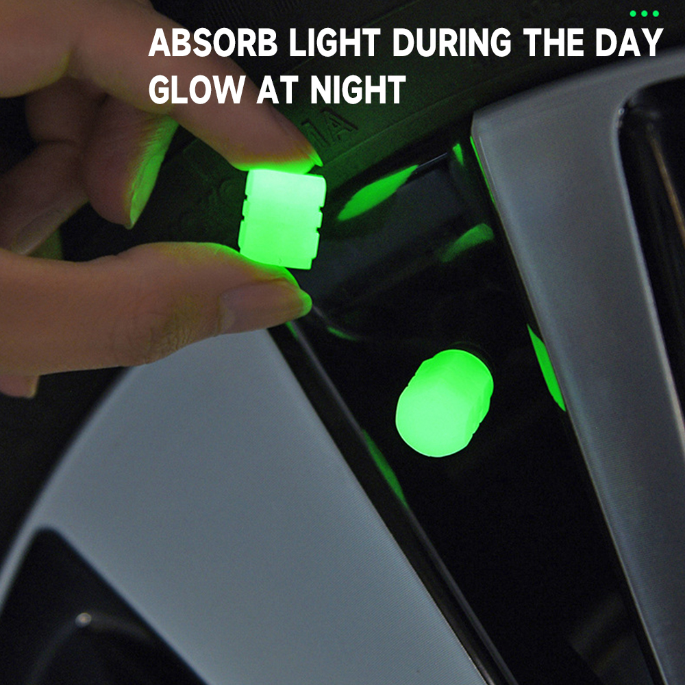 Car Luminous Tire Valve Cap Motorcycle Bike Wheel Nozzle Fluorescent External Accessories Decor Tyre Valve Stem Luminous Caps