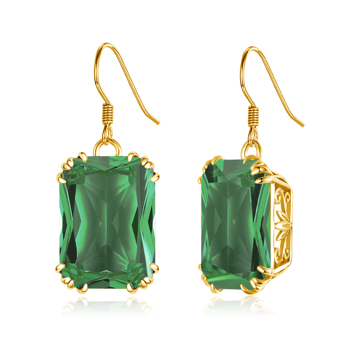 Trendy Women Jewelry Sets With Stone 13*18mm Rectangle Emerald Ring Earring Necklace Shiny Solid 925 Sterling Silver Gift Female
