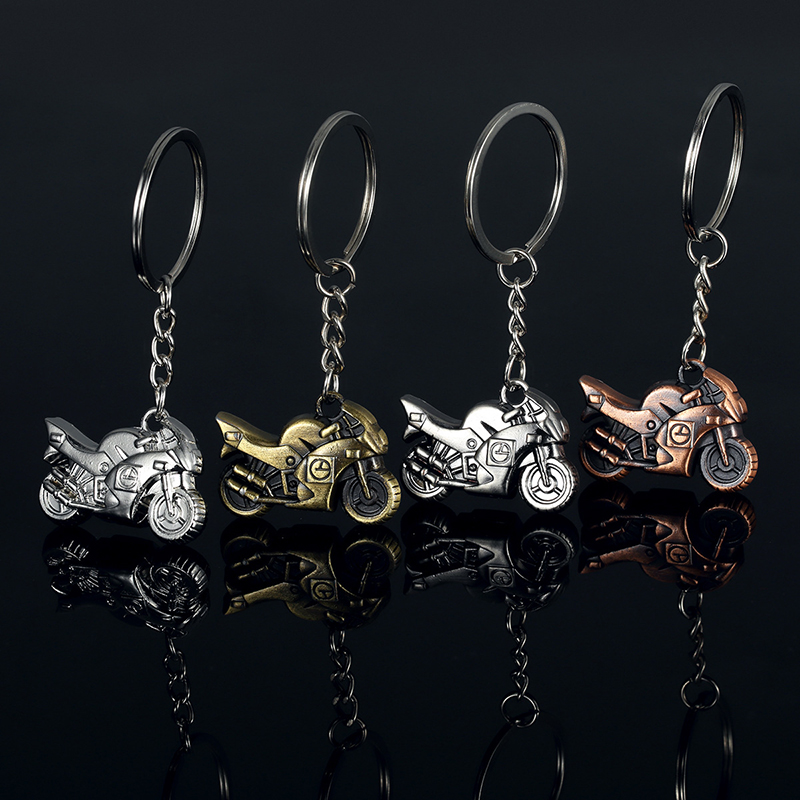 Car Key Chain Retro Motorcycle Shape Car Key Holder Metal Bag Charm Accessories 3D Craft Keychain Muilt Color Car Accessories