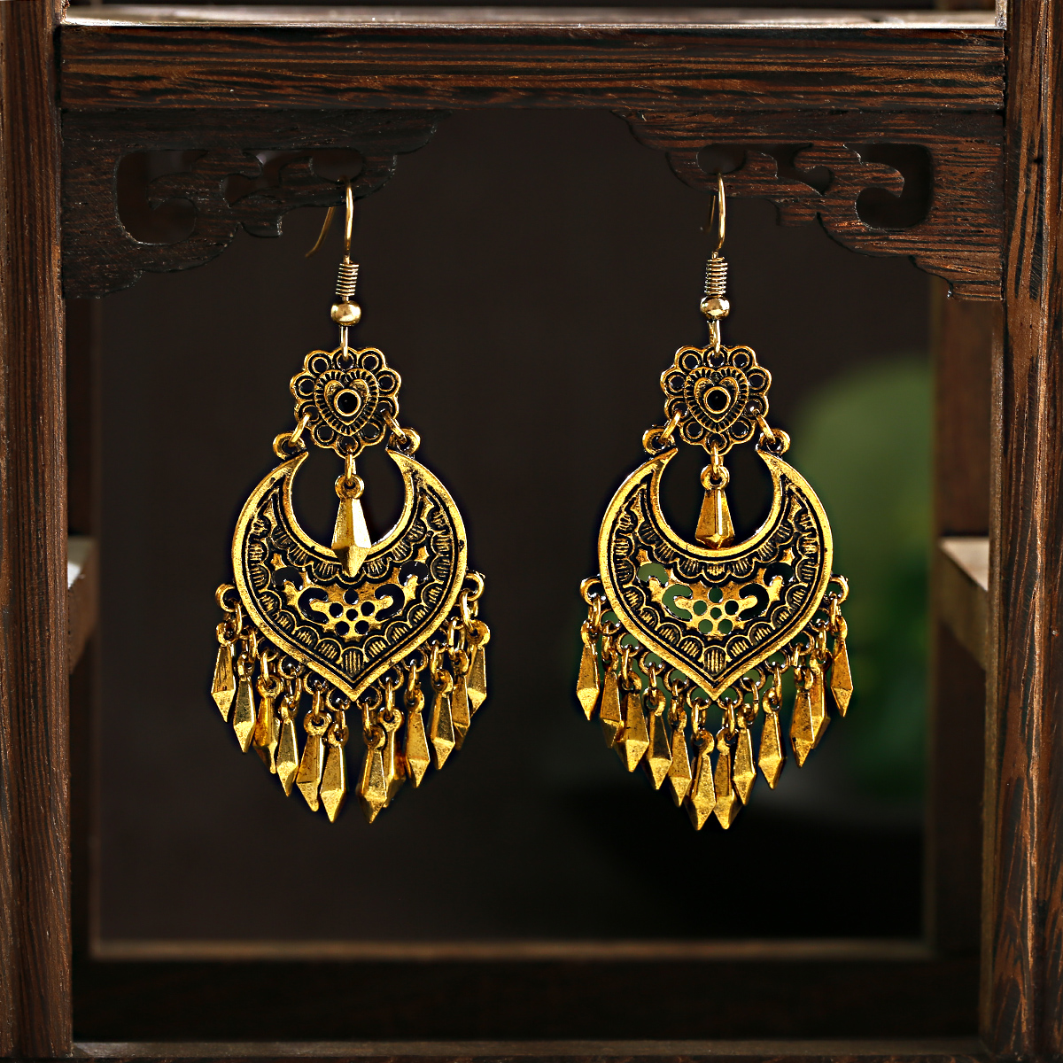 2021 Bohemia Retro Gold Color Earring For Women Gypsy Flower Tassel Dangling Earrings Turk Jhumka Indian Jewelry Gift