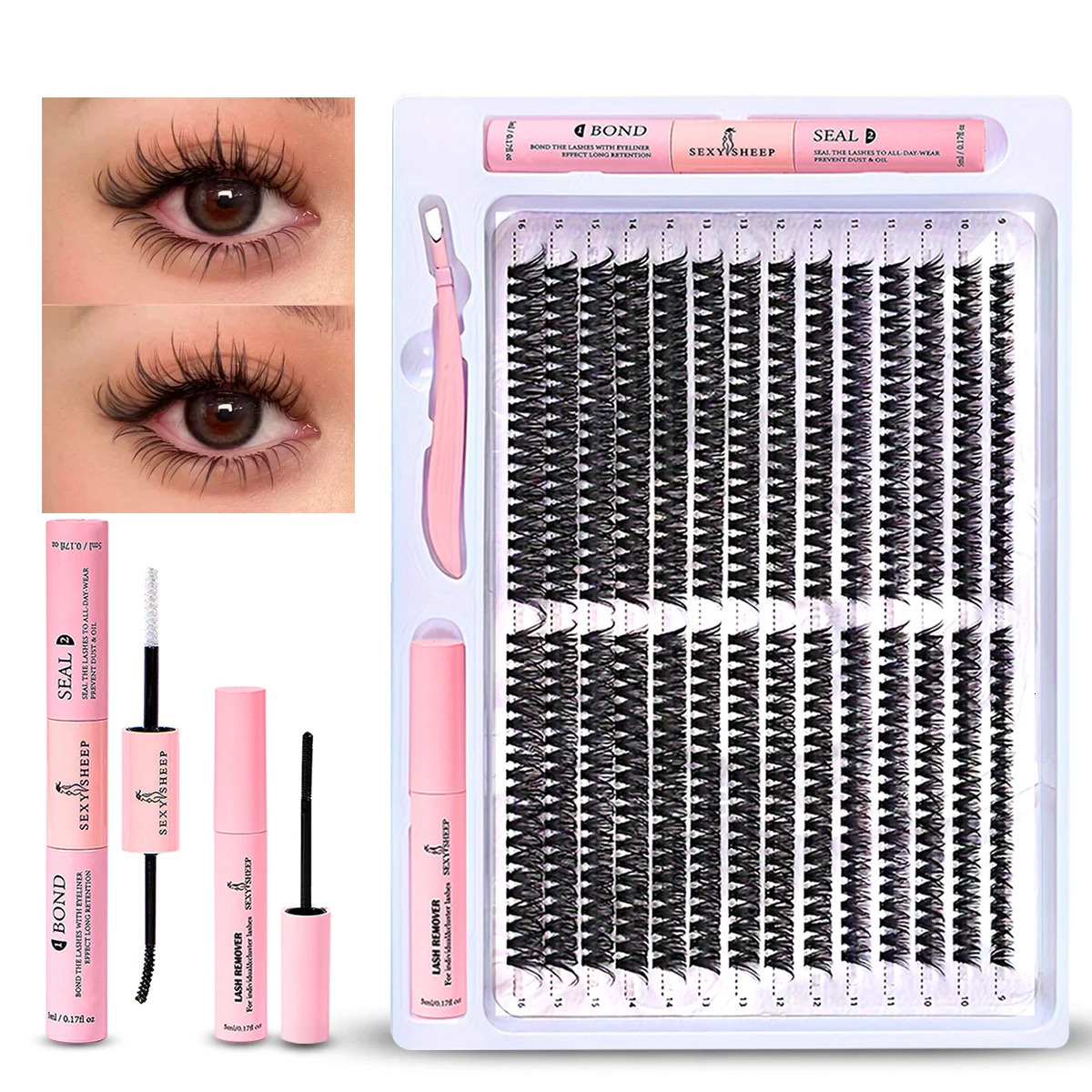 560pcs Diy Lash Extension KitCluster EyelashIndividual Lashes KitCluster Lashes with Bond and SealGlue r 240624