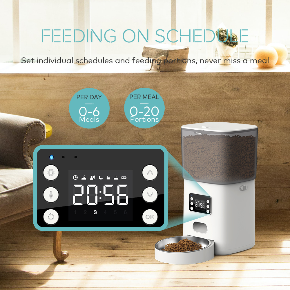 free shipping 6L Large Capacity Smart Feeder Pet Food Dispenser Timing Quantitative WiFi Voice APP Automatic Cat and Dog Snack Bowl