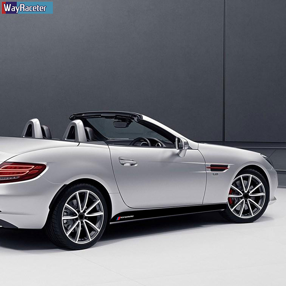 2 Pcs Racing Sport Car Door Side Skirt Stripes Sticker Vinyl Decal For Mercedes Benz SLC Class AMG SLC200 Accessores