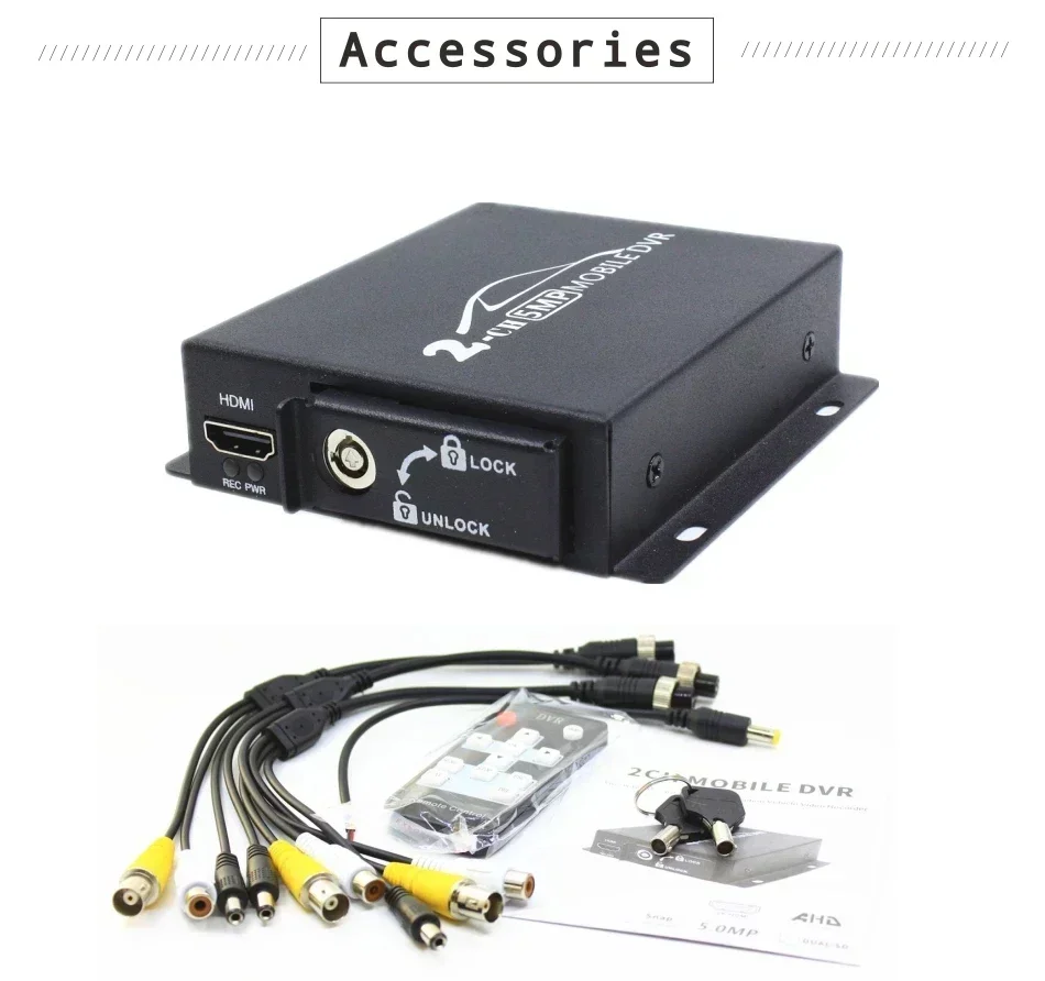 Vehicle Mobile DVR CVBS/HDMI Video Output 3 4 5MP 720P 1080P AHD Mini 2-channel Car DVR with Dual SD Card Slot 2Cameras Optional