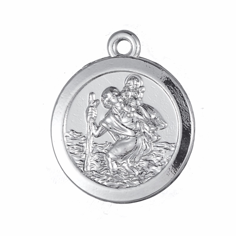 My Shape 10pcs St Saint Charms Gold Color Christopher Religious Saint Plating Rhodium for Necklace Bracelet Pendant DIY Jewelry