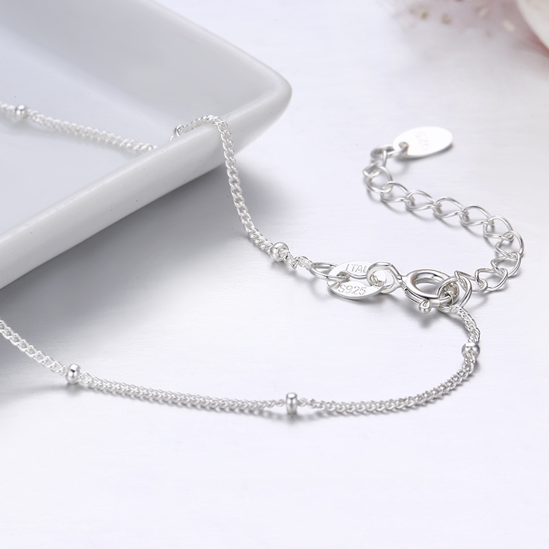 22+3cm Thin Pure Real 925 Sterling Silver Curb Bead Chain Anklet For Women Girls Foot Jewelry Leg Bracelet Barefoot Tobillera