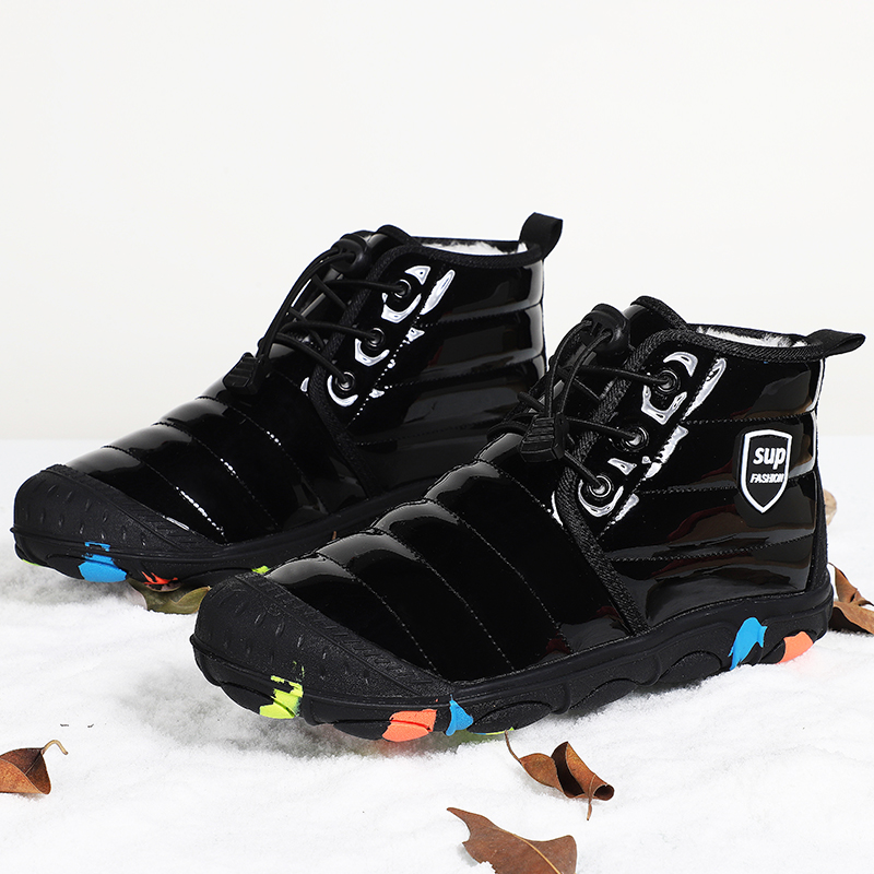 New Winter Warm Children Barefoot Boots Soft Leather Plush Snow Shoes for Girls Boys Kids Flexible Warm Boots Outdoor size28-38