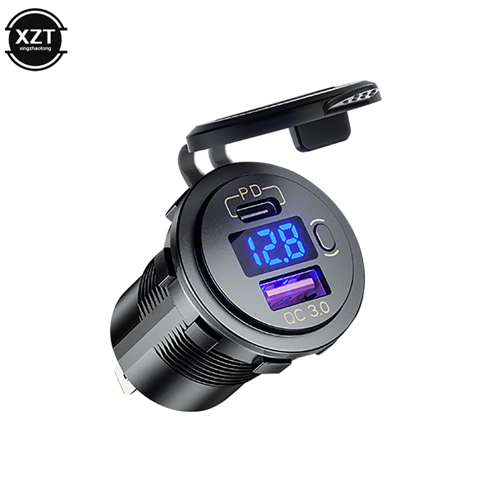 60W PD Type C/QC 3.0 USB Charger with Switch Socket Power Outlet Adapter Waterproof For 12V 24V Car Truck Boat RV Motorcycle