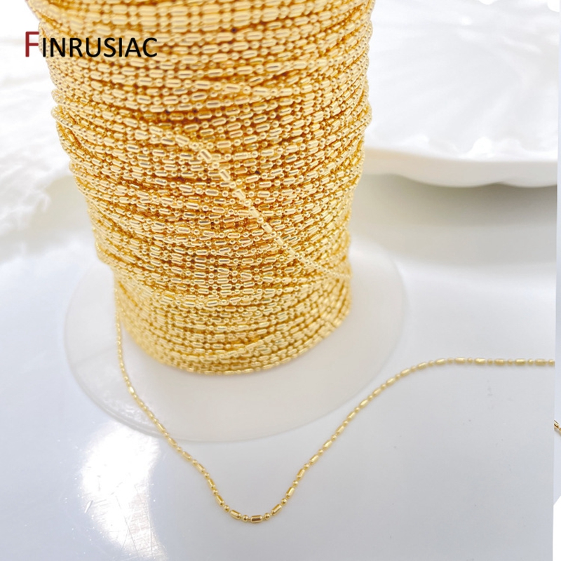 14k Real Gold Plated Metal Small Beads Chain Material For DIY Jewellery Making, Handmade Jewelry Chain Spool
