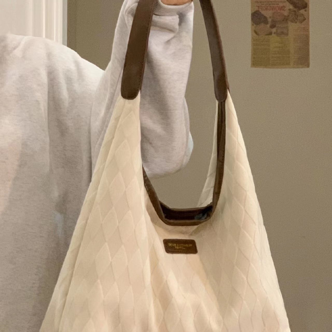 Niche Design Lazy Academy Style Lingge Shoulder Bag Spring/Summer New Large Capacity Student Classroom Tote Bag Niche Bag
