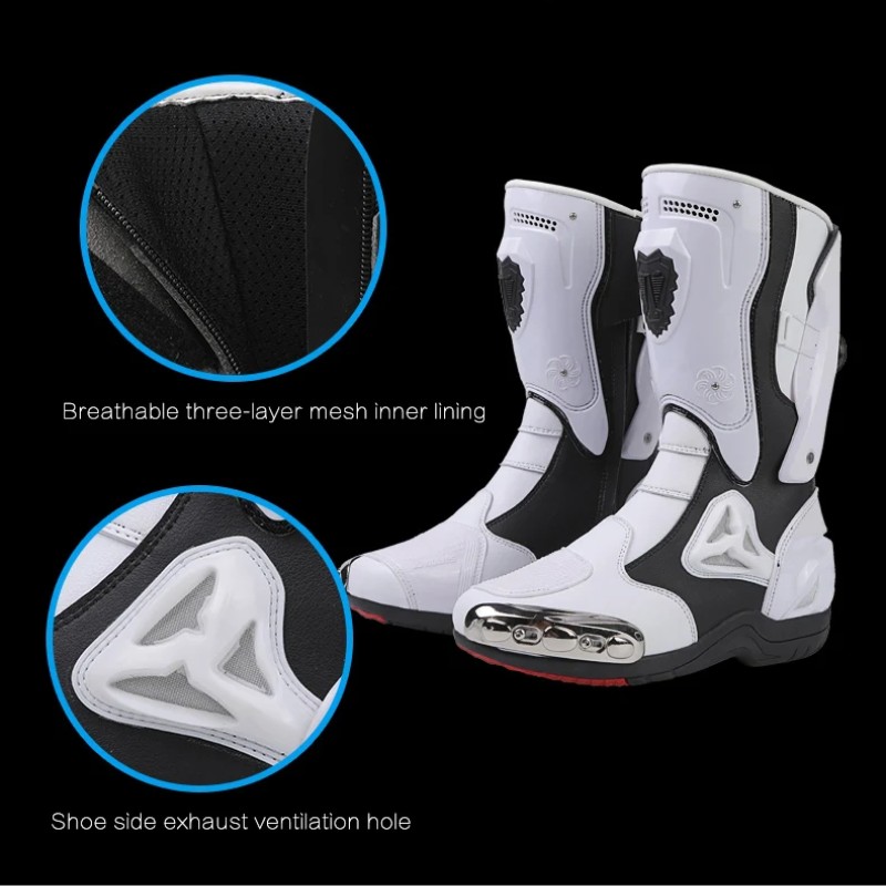 Leather Motorcycle Boots Men Anti-slip Motorcyclist Shoes Adventure Touring Motocross MTB Dirt Bike Boots Motorcycle Accessories