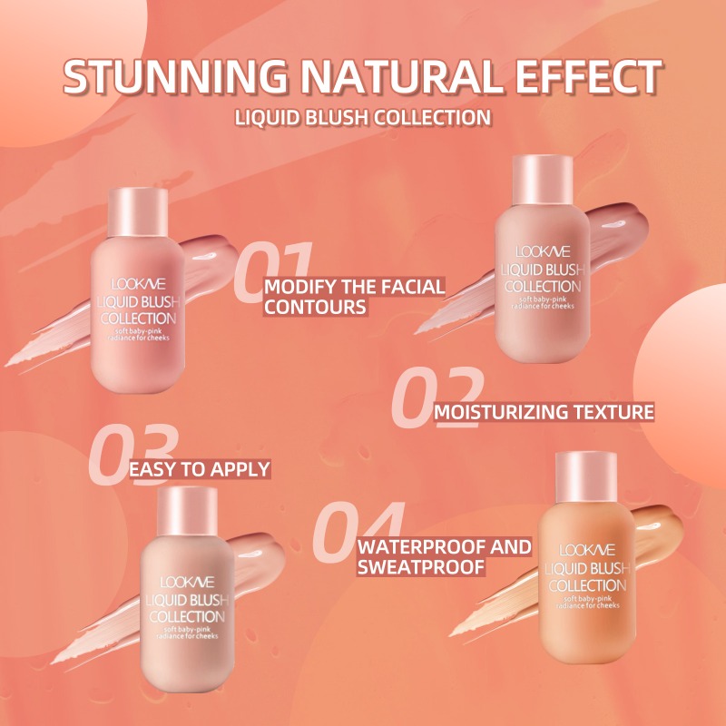 Glossier Peach Liquid Blush Waterproof Velvet Natural Cheek Blush Makeup Brighten Highlighter Professional Korean Cosmetic