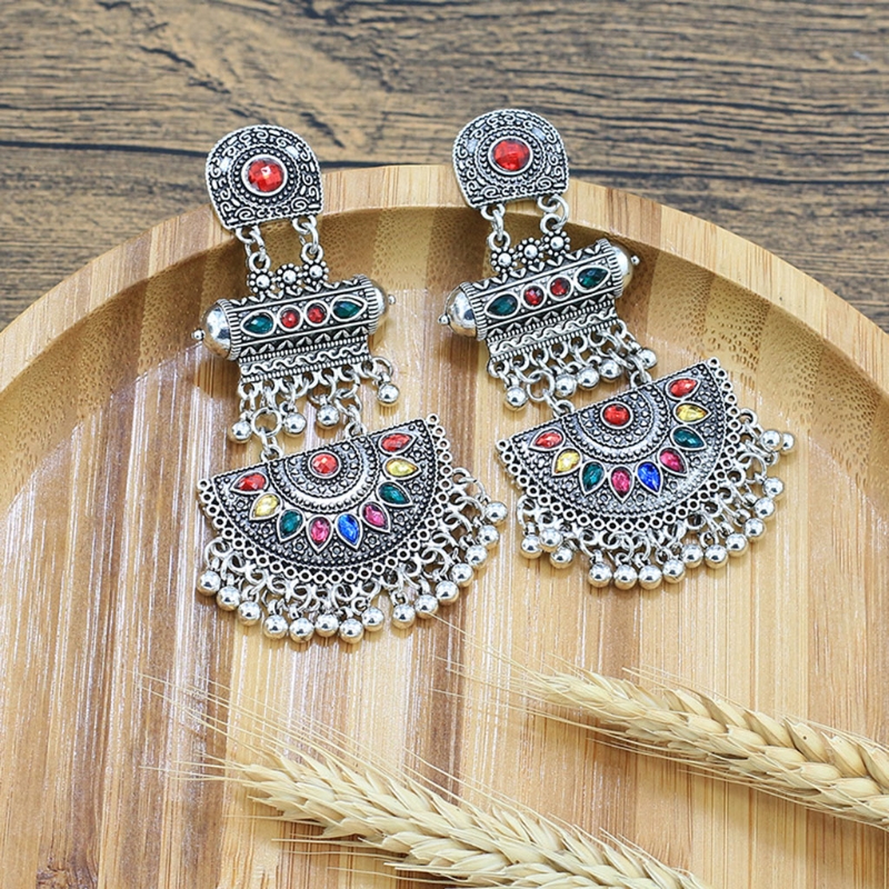 Indian Vintage Bollywood Mexico Gypsy Boho Bell Ear Rings Traditional Jhumka Jhumki Earrings for Women and Girls 2 Color