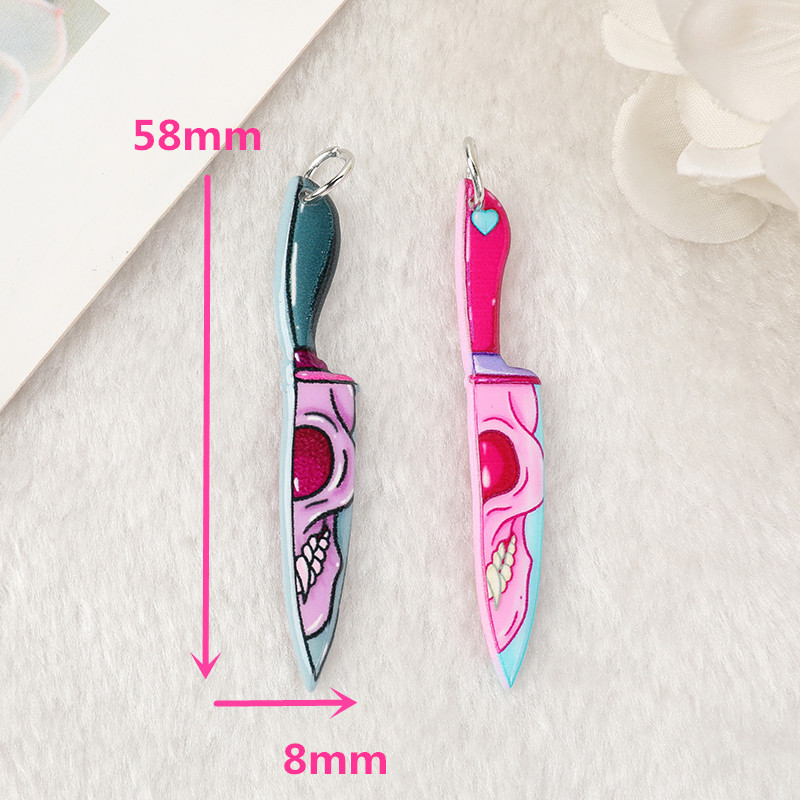 10 Pcs Halloween Charms Spooky Ghost Knife Flatback Acrylic Jewlery Findings For Earrings Keychain Pendants Diy Making