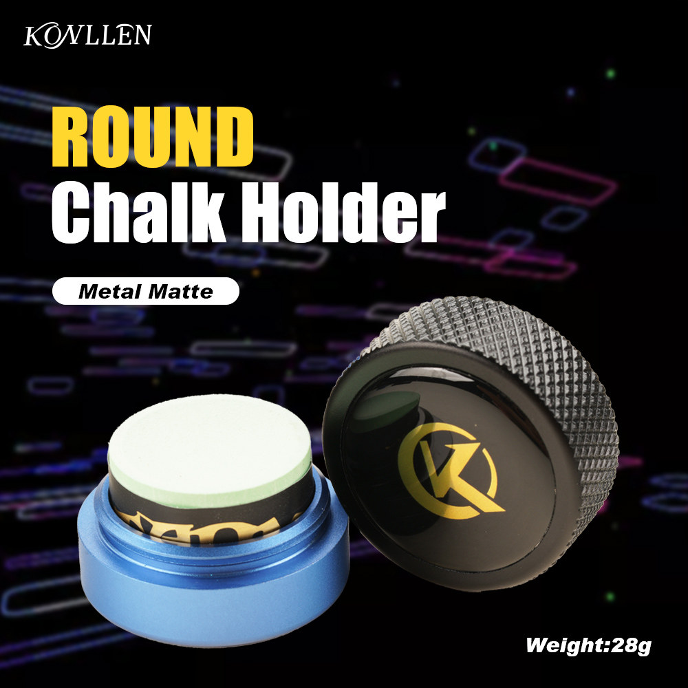 KONLLEN Round Pool Cue Taom Chalk Holder-Portable Metal Cue Chalk Holder Case for Billiard Carom Cue Snooker Sports Accessories