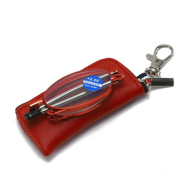 Folding Glass Lenses Metal Reading Glasses Convenient Zipper Bag Men Women Old Man Eyewear +100 +1.5 +2.0 +2.5 +3.0 +4.0 GH960