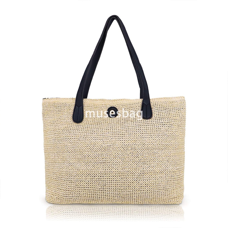 Designer women's fashion niche design vacation style practical multifunctional grass woven tote bag summer large capacity casual woven handbag