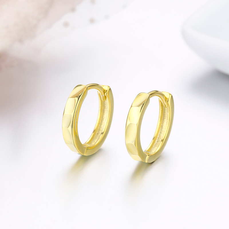 Cute 925 Sterling Silver Gold Color Engraved Round Loop Huggies Circle Small Hoop Earrings For Women Girls Kids Jewelry Arose