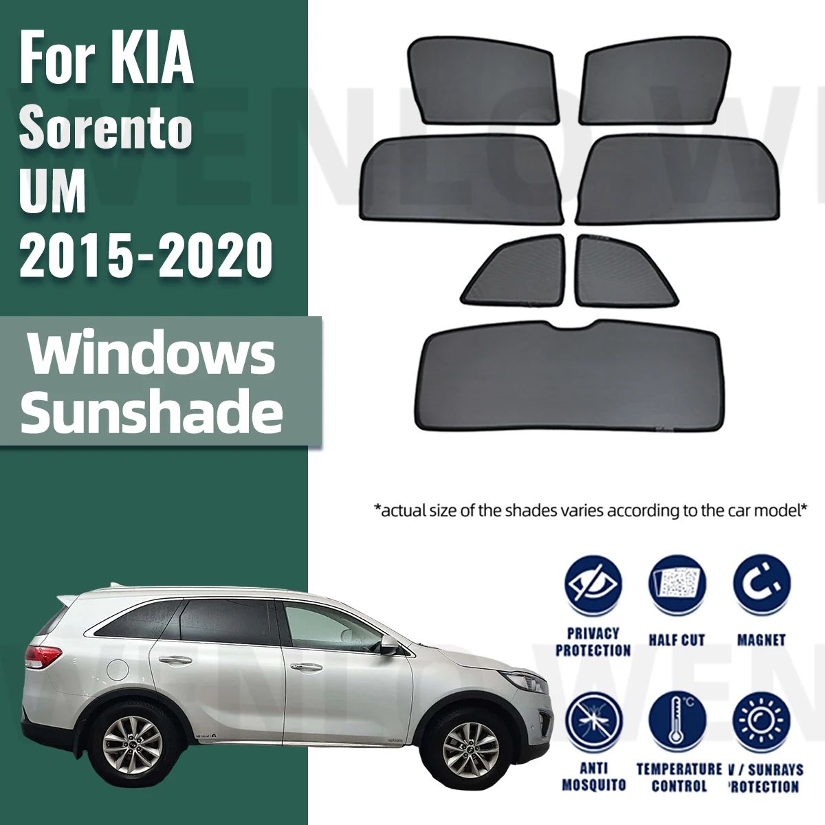 For KIA Sorento UM 2015-2020 Magnetic Sun Shade Car Sun Visor Front Windshield Curtains Summer Window Sunshade Auto Accesorries