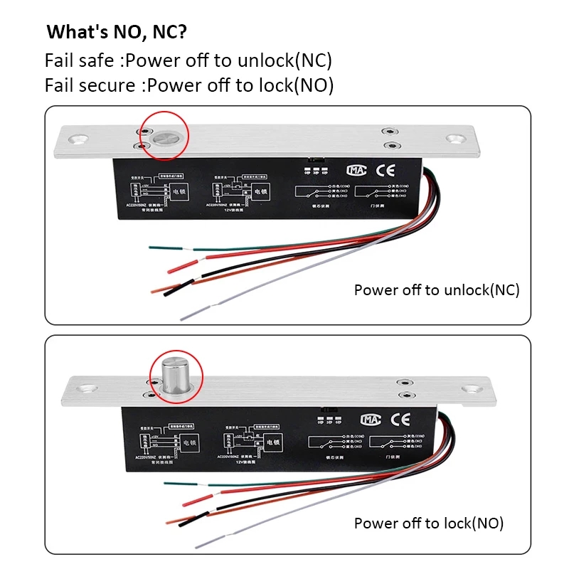5 wires DC12V Electric Lock Magnetic NC/NO Output With Timer Mortise Door Lock Fail Safe Fail Secure Bolt Mortise Door Lock