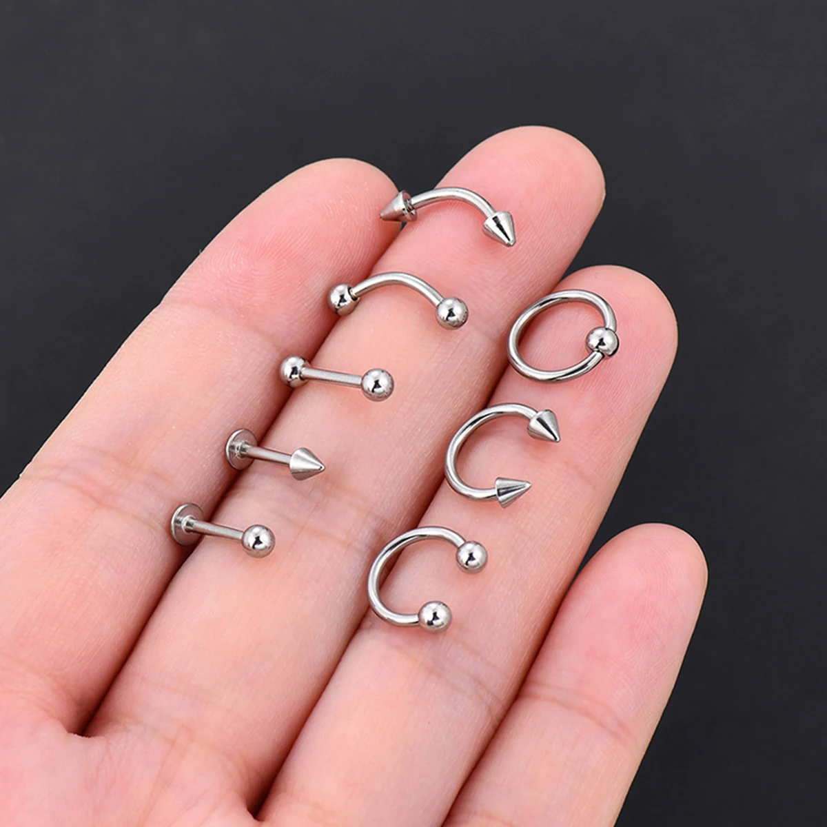 70pc Surgical Steel Body Piercing Jewelry Lot Bulk Nose Ring Tongue Bar Lot Eyebrow Labret Piercing Set Horseshoe Ring Lot Pack