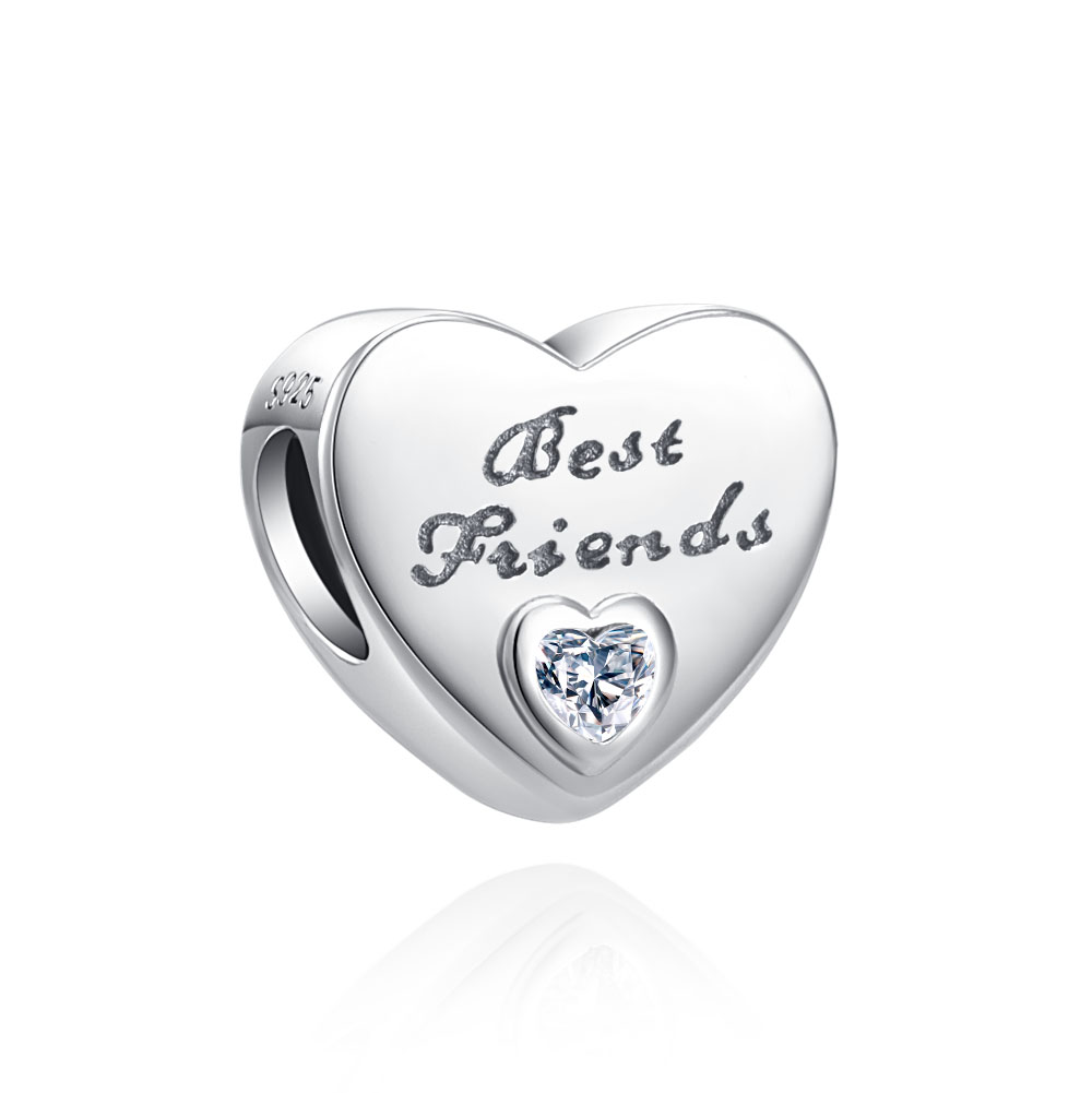Heart Shape 925 Sterling Silver Daughter Sister Dad Nan Wife Mom Beads Fit Original Charms Pendant Bracelet Bead DIY Jewelry